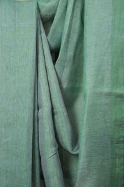 Two Tone Green Tissue Linen Saree With Tassels - SRTTGTLS282