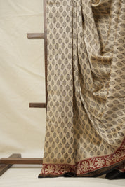 Cream HBP Cotton Silk Saree With Chanderi Border - SRCCSS1392