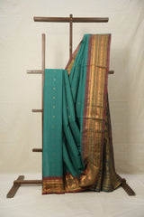 Green Gadwal Cotton Silk Saree - SRGGCSS163