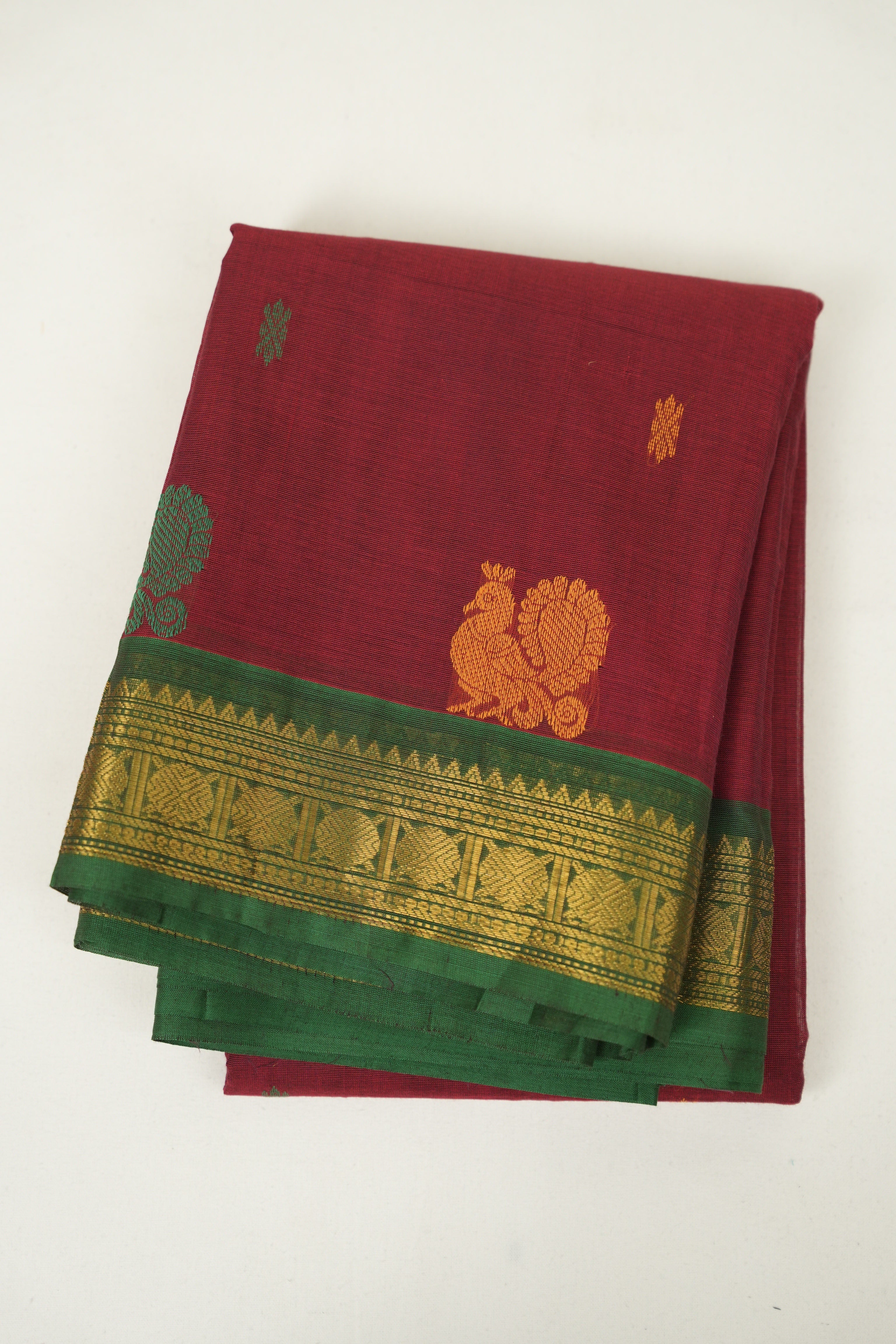 Maroon Kanchi Cotton Saree - SRMKCS1474