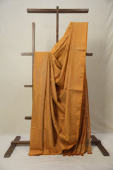 Bronze Tissue Linen Saree With Tassels - SRBTLS283