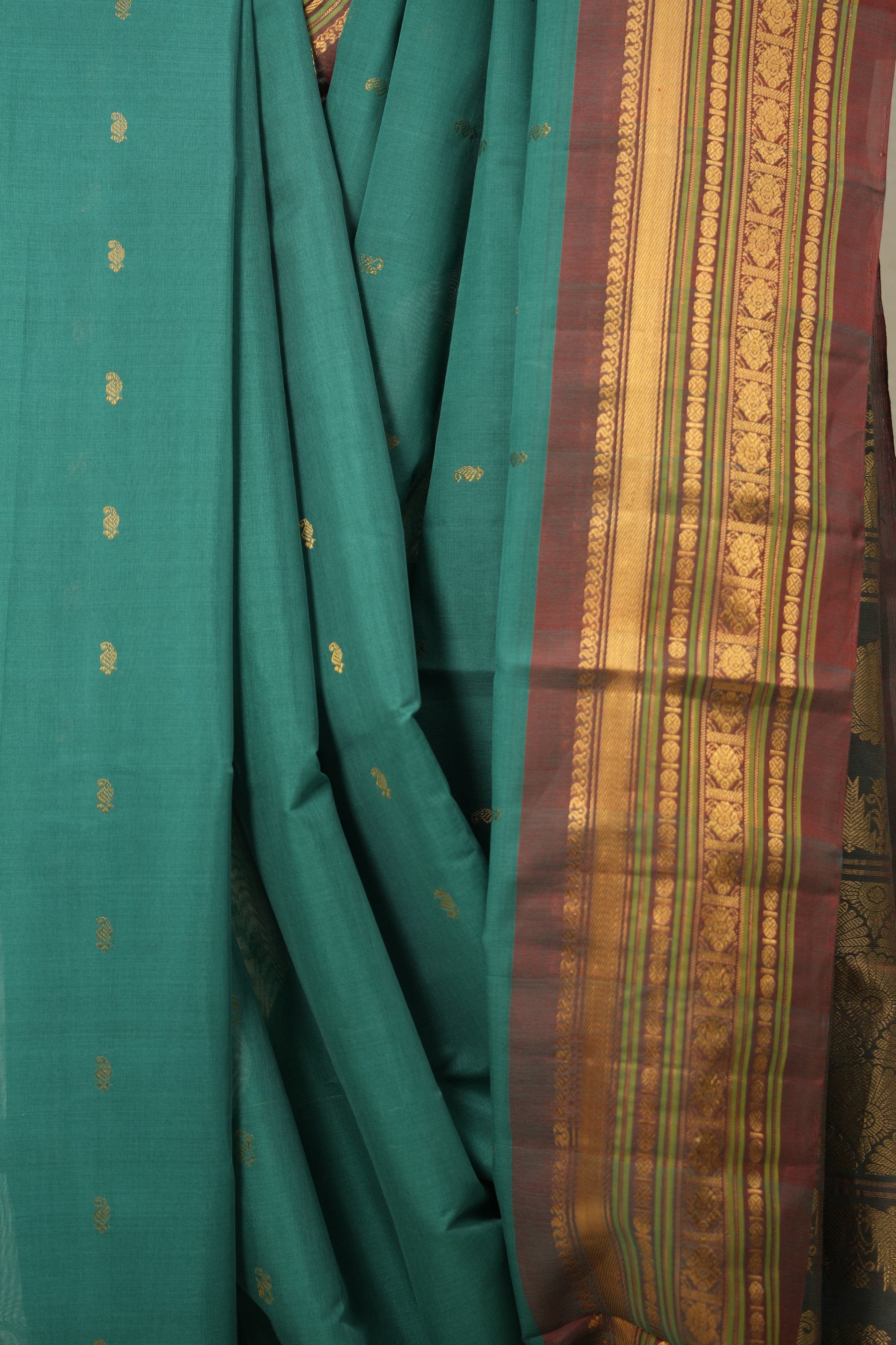 Green Gadwal Cotton Silk Saree - SRGGCSS163