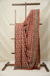 Red Cream HBP Cotton Silk Saree With Chanderi Border - SRRCCSS1394