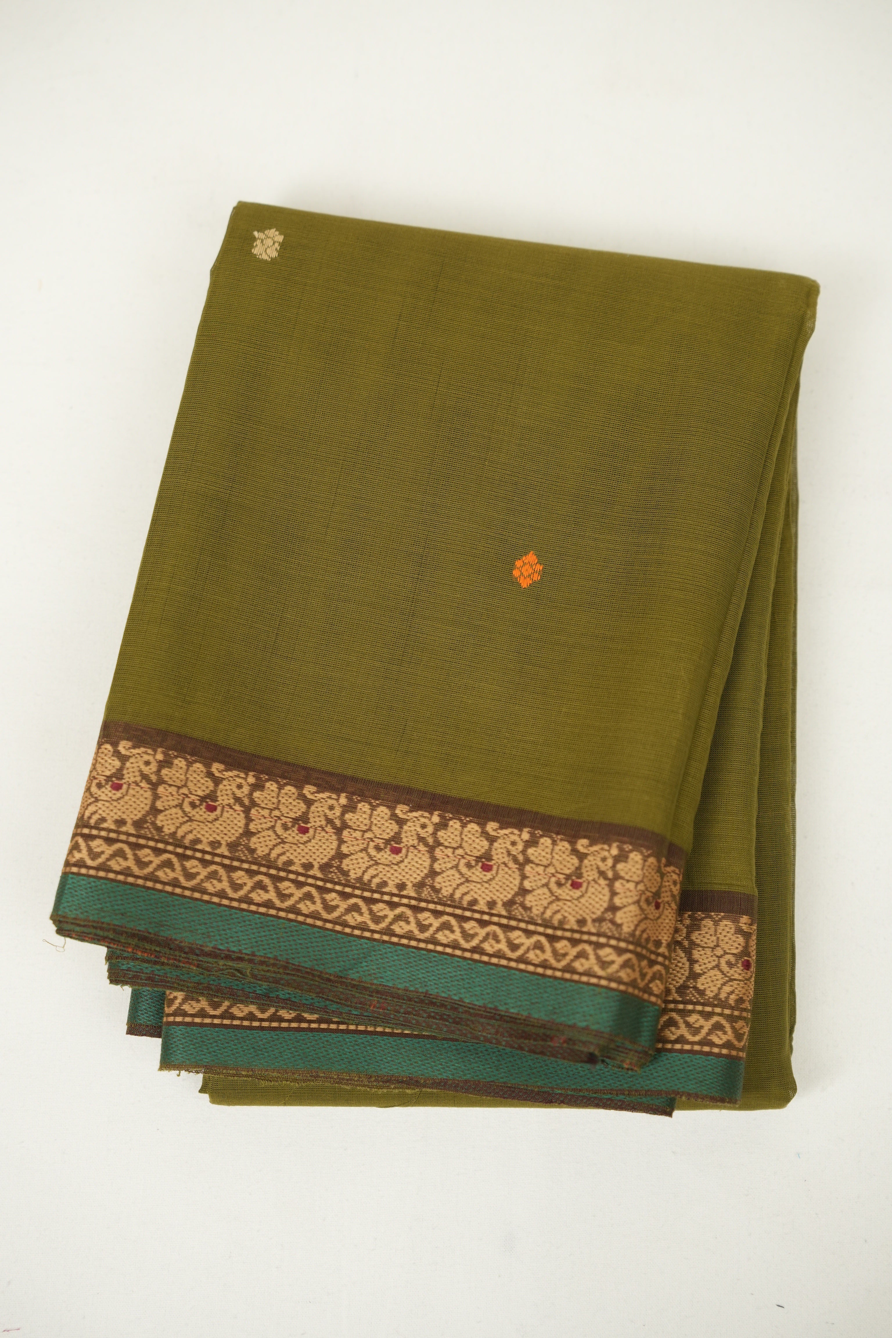 Mehendi Green  kanchi Cotton Saree - SRMGKCS1438