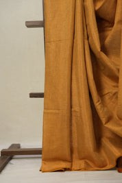 Bronze Tissue Linen Saree With Tassels - SRBTLS283