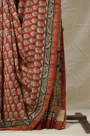 Red Cream HBP Cotton Silk Saree With Chanderi Border - SRRCCSS1394