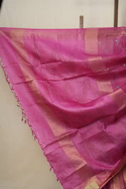 Barbie Pink Machine Embroidered Tussar Silk Saree - SRBPMETSS1472