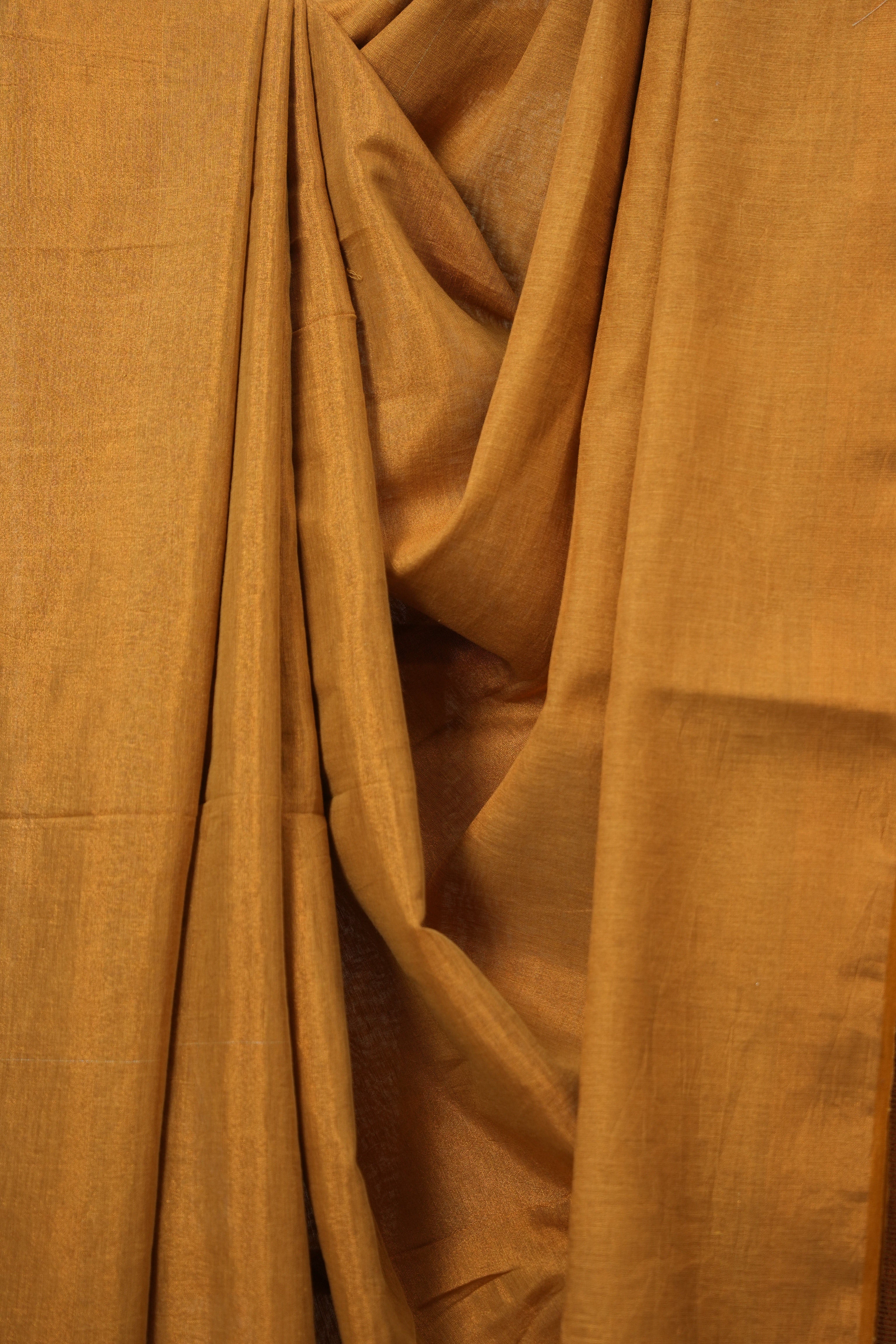 Bronze Tissue Linen Saree With Tassels - SRBTLS283