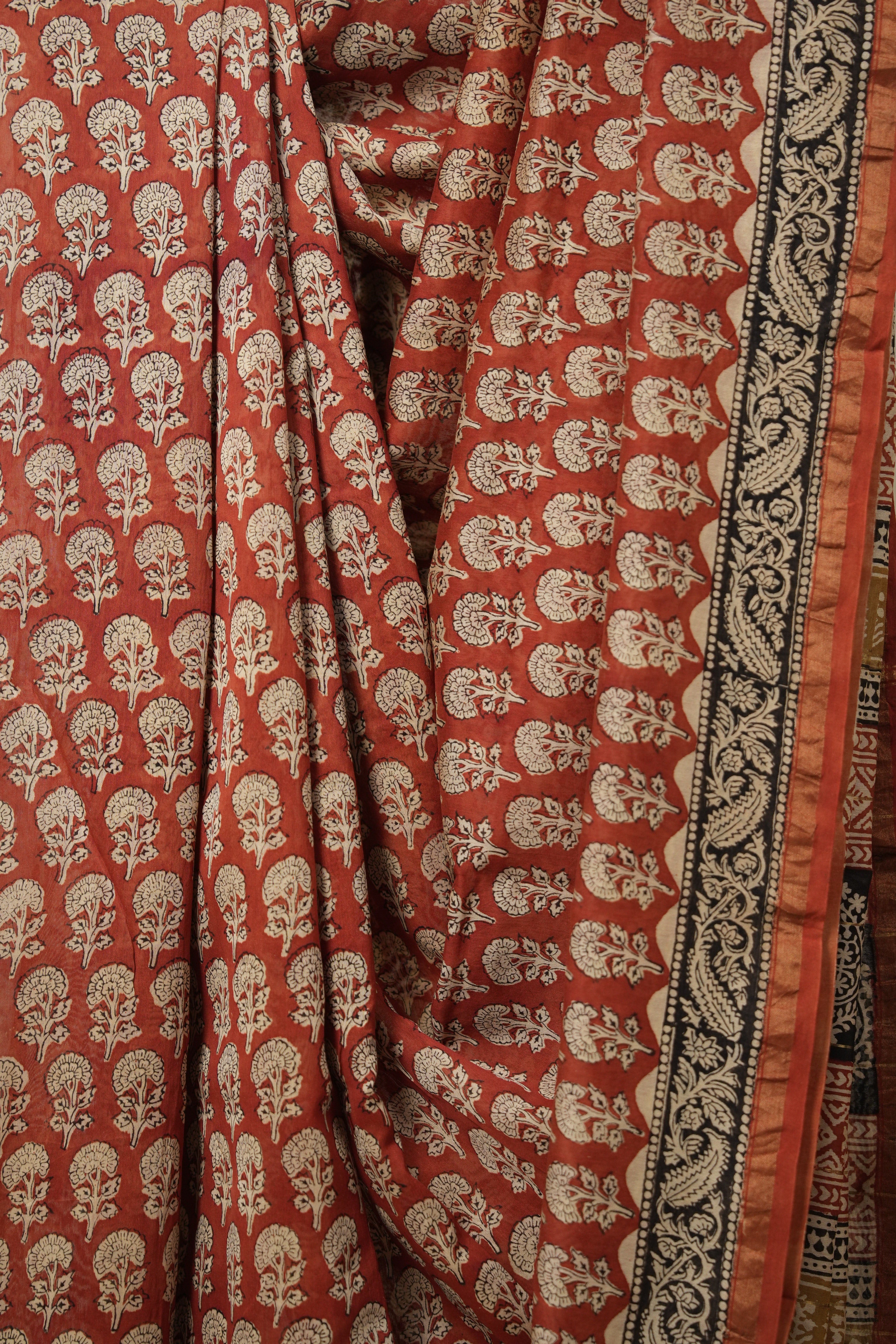 Red Cream HBP Cotton Silk Saree With Chanderi Border - SRRCCSS1394