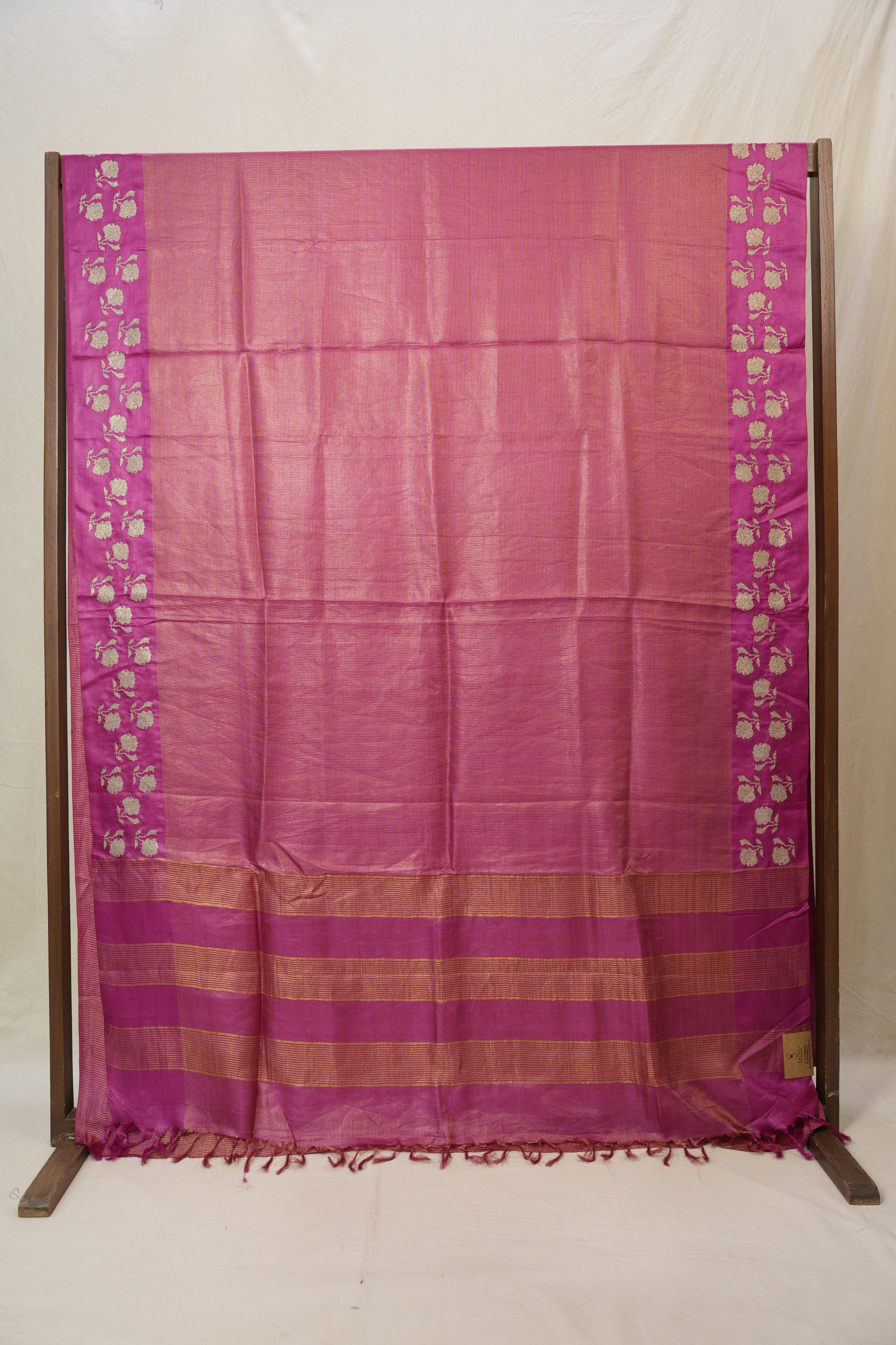 Pink Machine Embroidered Tussar Silk Saree - SRPMETSS1544