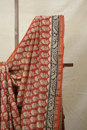 Red Cream HBP Cotton Silk Saree With Chanderi Border - SRRCCSS1394