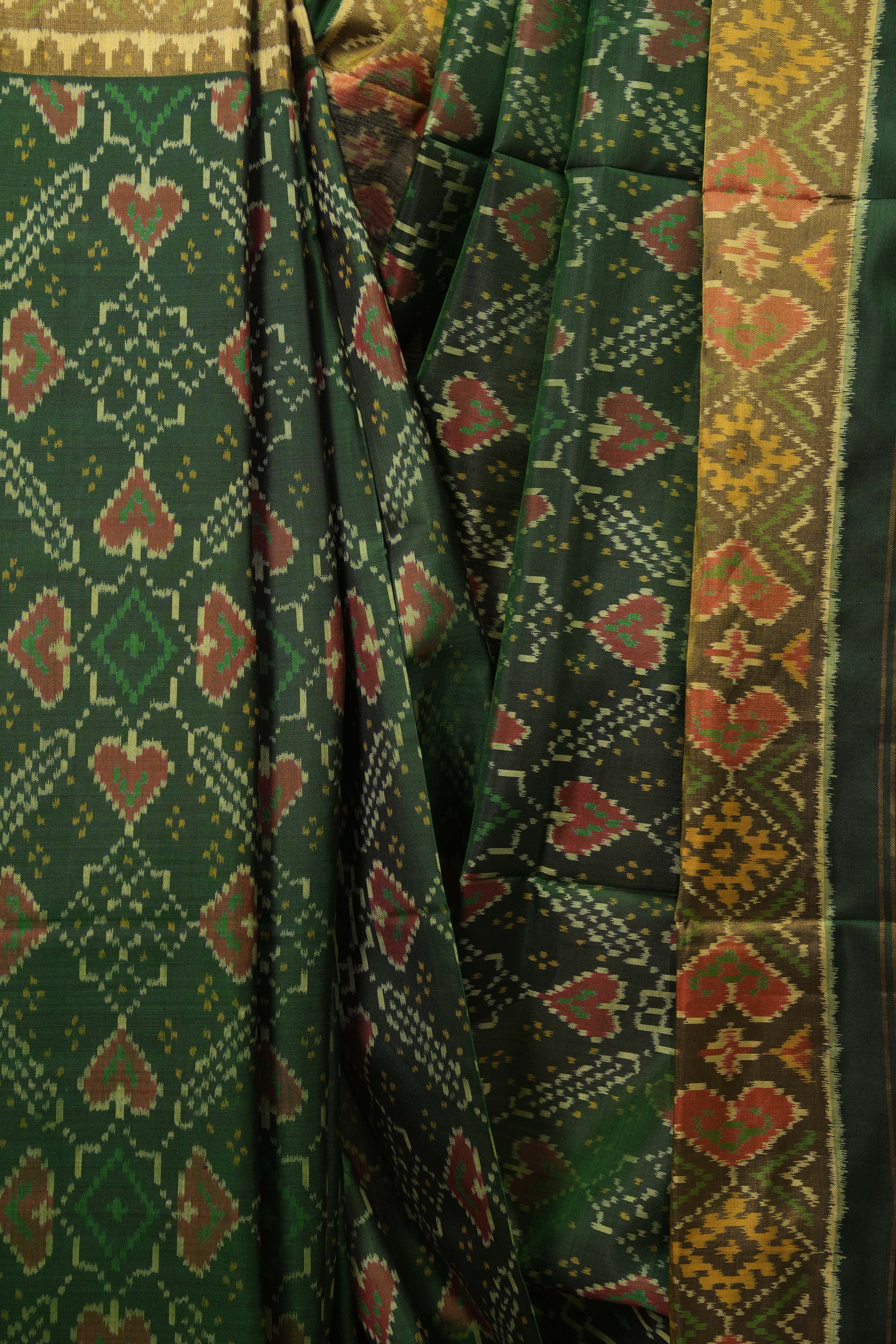 Green Rajkot Patola Silk Saree - SRGRPSS618