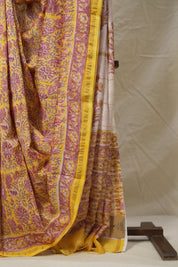 White Pink HBP Cotton Silk Saree With Chanderi Border - SRWPCSS1395