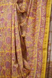 White Pink HBP Cotton Silk Saree With Chanderi Border - SRWPCSS1395