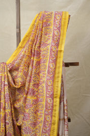 White Pink HBP Cotton Silk Saree With Chanderi Border - SRWPCSS1395