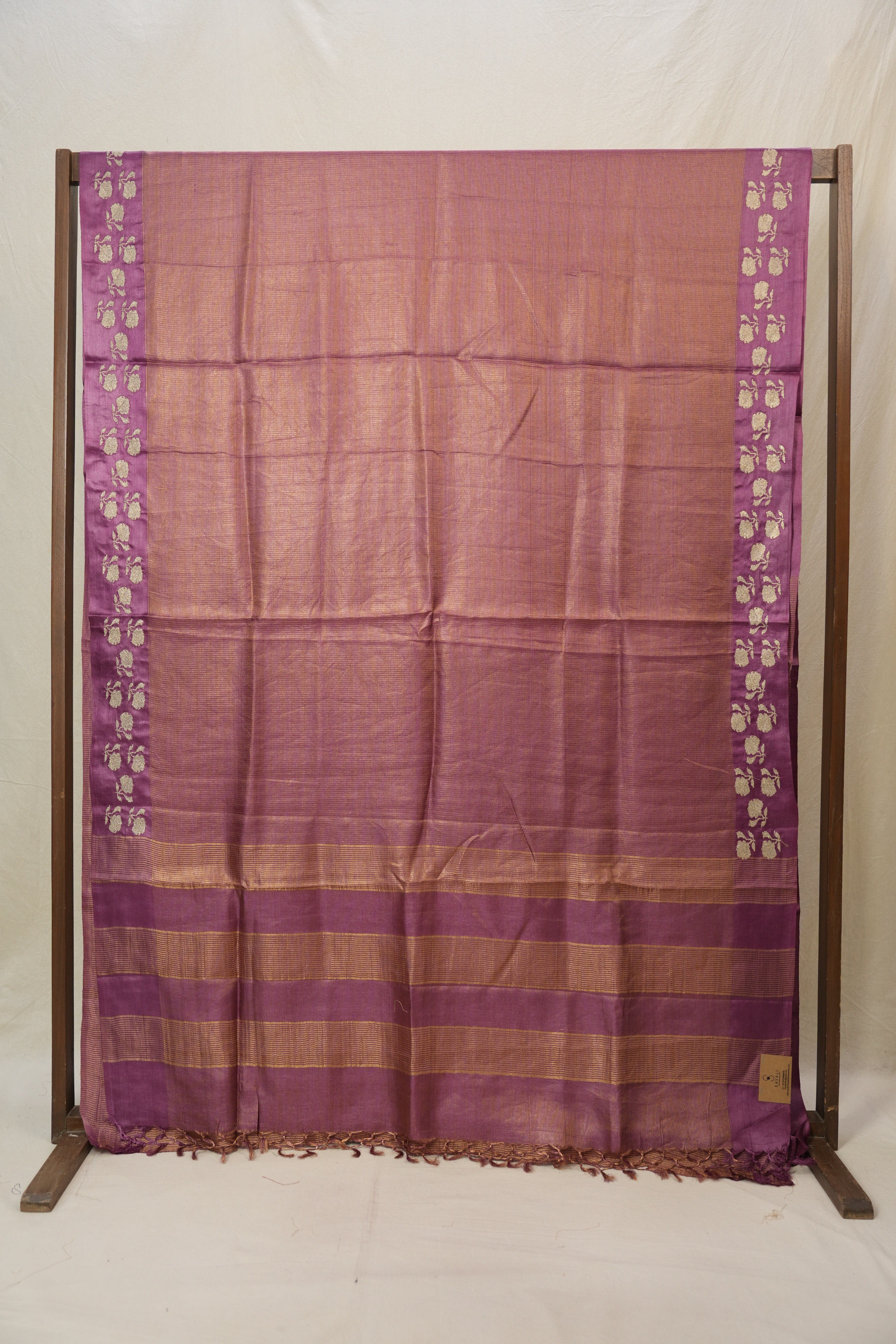 Onion Pink Machine Embroidered Tussar Silk Saree - SROPMETSS1551
