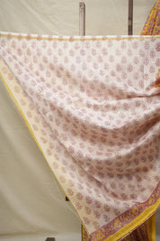 White Pink HBP Cotton Silk Saree With Chanderi Border - SRWPCSS1395