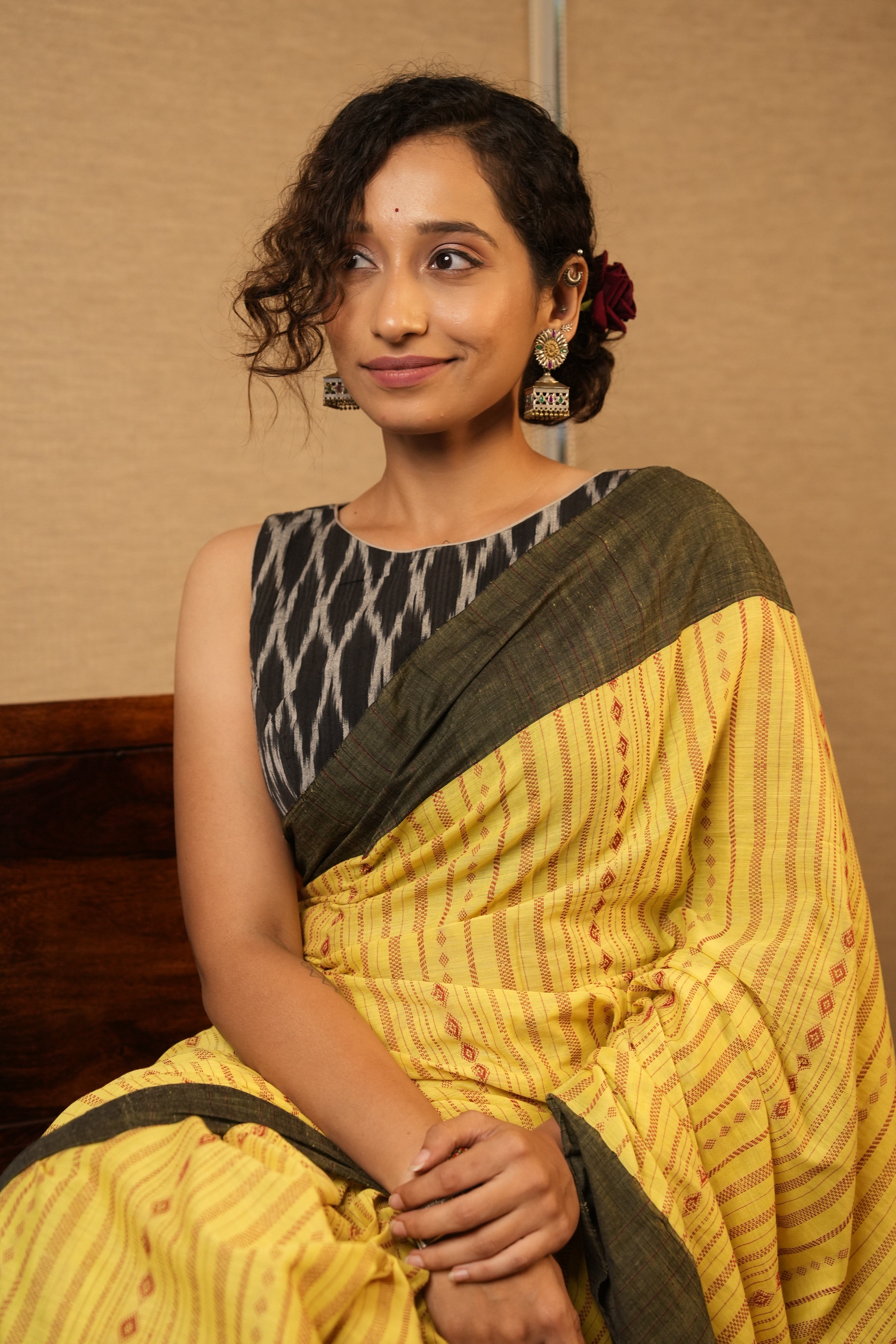 Yellow Bengal Cotton Saree - SRYBCS136