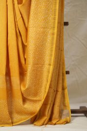 Haldi Yellow HBP Cotton Silk Saree With Chanderi Border - SRHYCSS1396