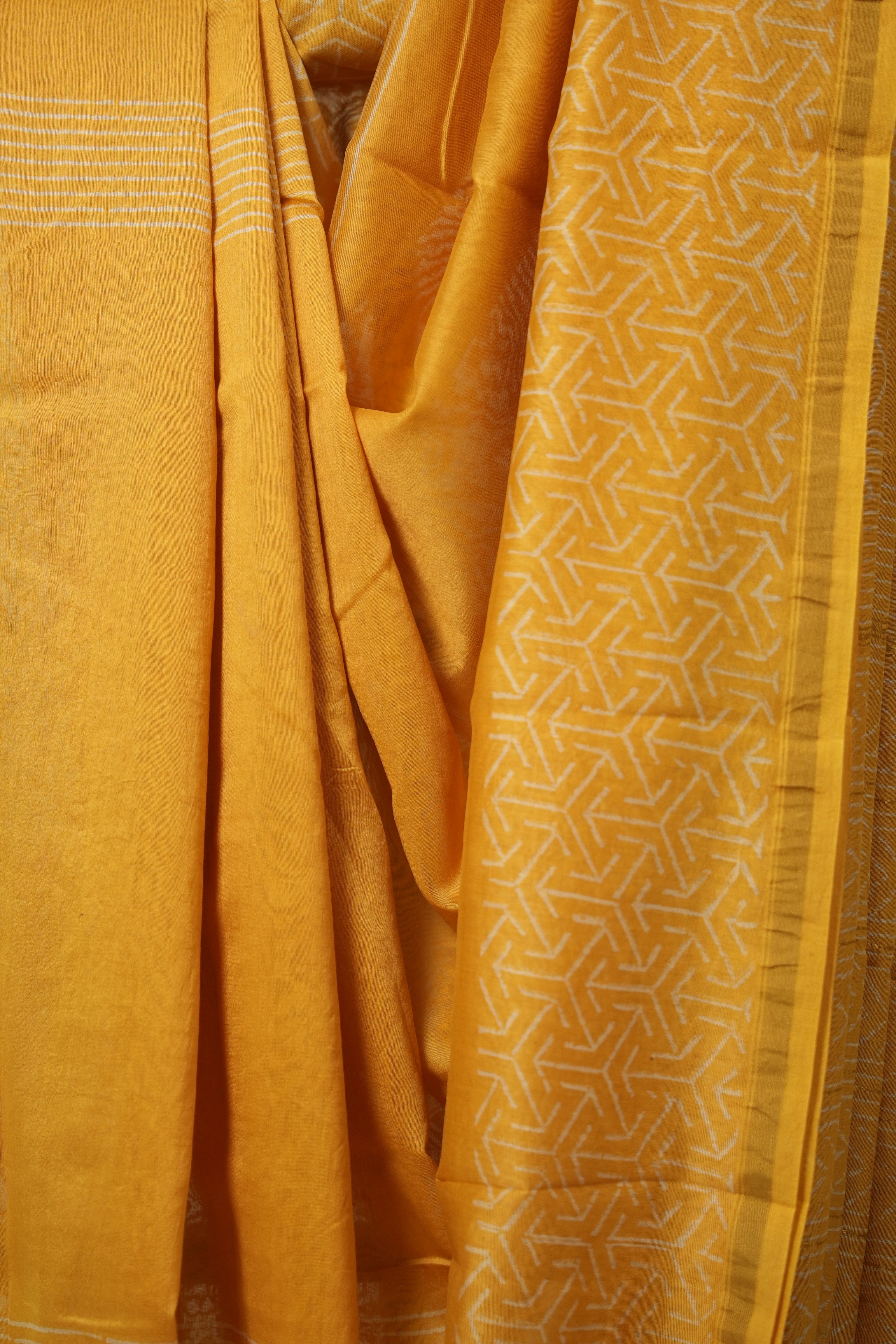Haldi Yellow HBP Cotton Silk Saree With Chanderi Border - SRHYCSS1396