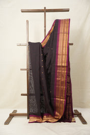Dark Brown Gadwal Cotton Silk Saree - SRDBGCSS155