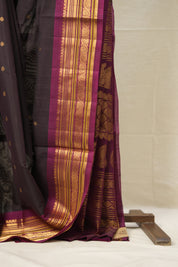 Dark Brown Gadwal Cotton Silk Saree - SRDBGCSS155