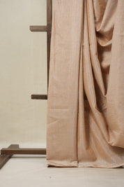 Peach Beige Tissue Linen Saree With Tassels - SRPBTLS269