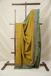 Olive Yellow  HBP Cotton Silk Saree With Chanderi Border - SROYCSS1397