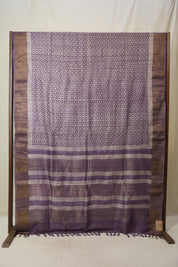 Purple Cream HBP Tussar Silk Saree - SRPCHTSS747