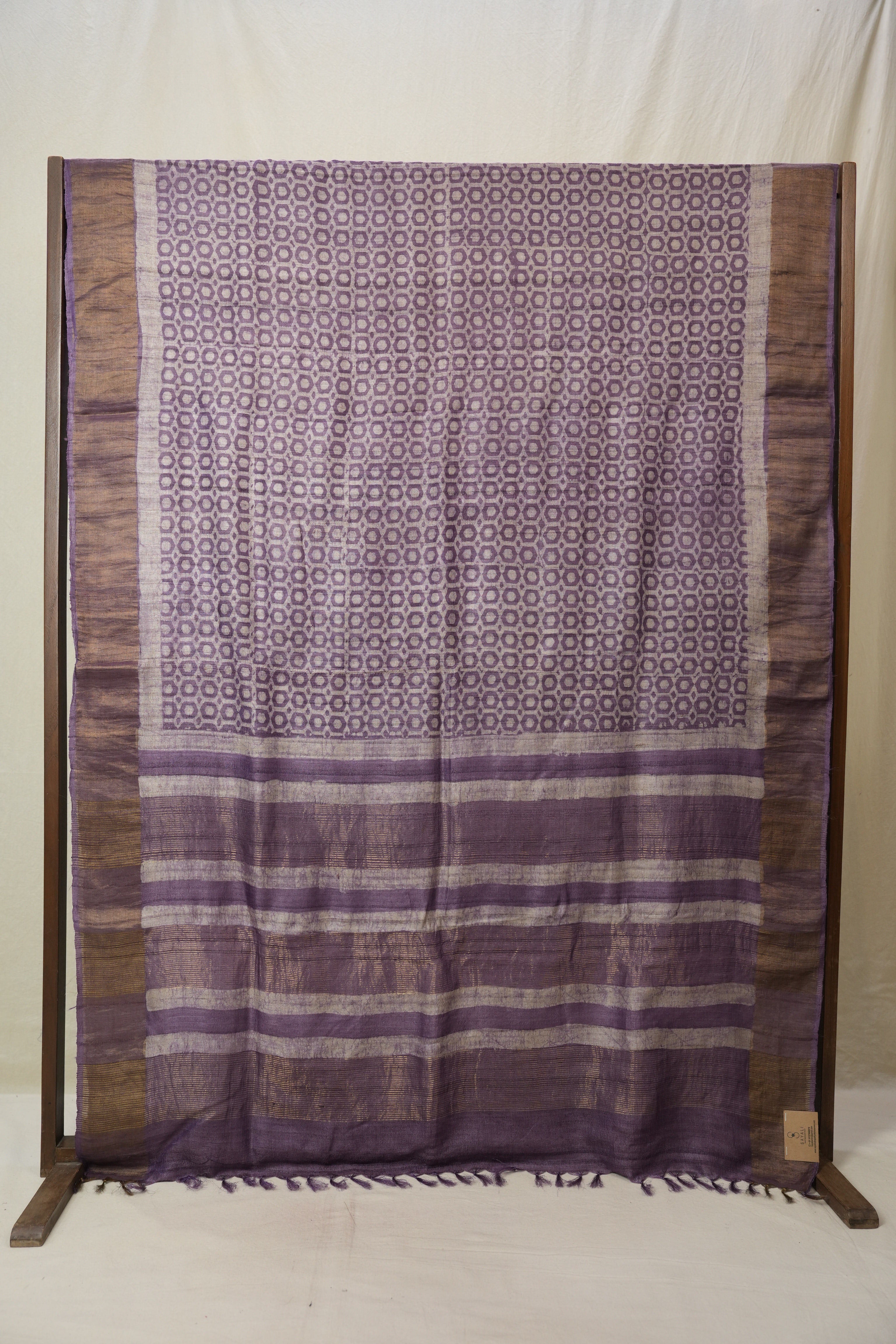 Purple Cream HBP Tussar Silk Saree - SRPCHTSS747