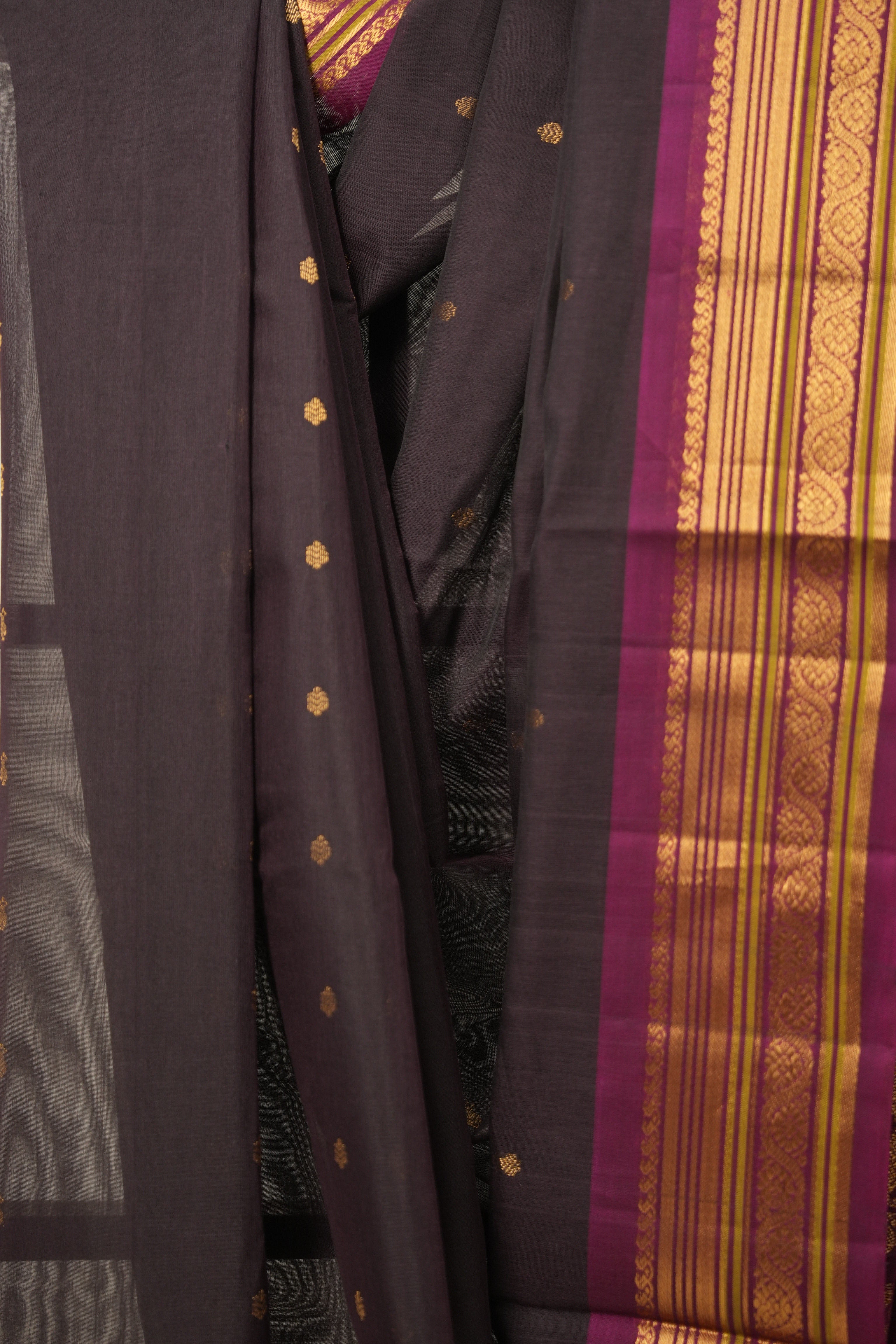 Dark Brown Gadwal Cotton Silk Saree - SRDBGCSS155