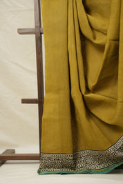 Olive Yellow  HBP Cotton Silk Saree With Chanderi Border - SROYCSS1397