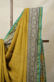 Olive Yellow  HBP Cotton Silk Saree With Chanderi Border - SROYCSS1397