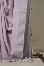 Lilac Tissue Linen Saree With Tassels - SRLTLS270