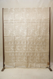 Beige Machine Embroidered Tussar Silk Saree - SRBMETSS1538
