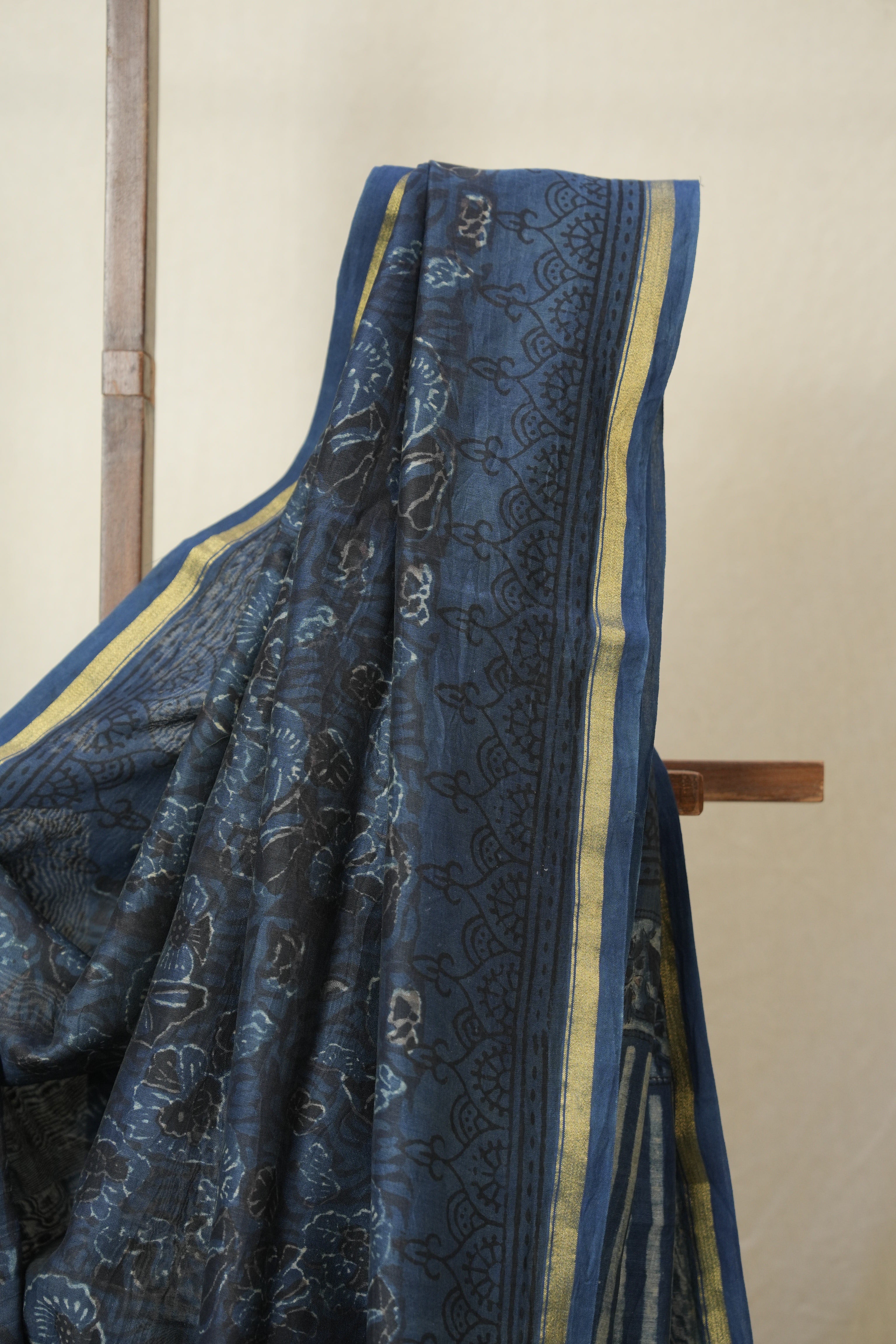 Blue Black HBP Cotton Silk Saree With Chanderi Border - SRBBCSS1590