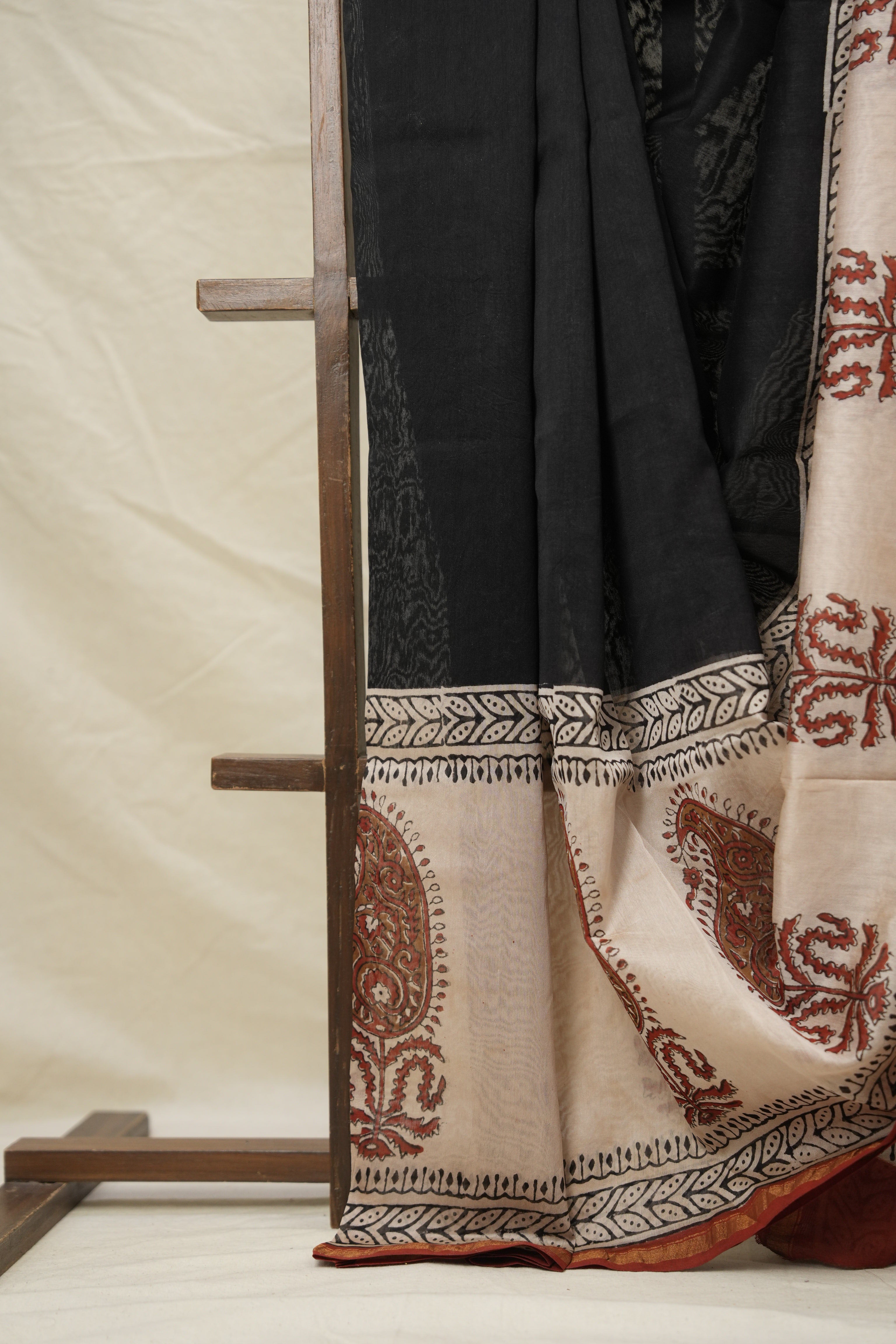 Black Cream HBP Cotton Silk Saree With Chanderi Border - SRBCCSS1390