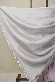 Lilac Tissue Linen Saree With Tassels - SRLTLS270