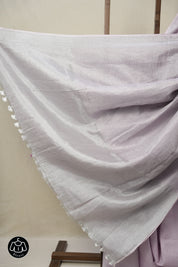Lilac Tissue Linen Saree With Tassels - SRLTLS270
