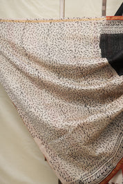 Black Cream HBP Cotton Silk Saree With Chanderi Border - SRBCCSS1390