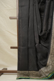 Black Green HBP Cotton Silk Saree With Chanderi Border - SRBGCSS1391