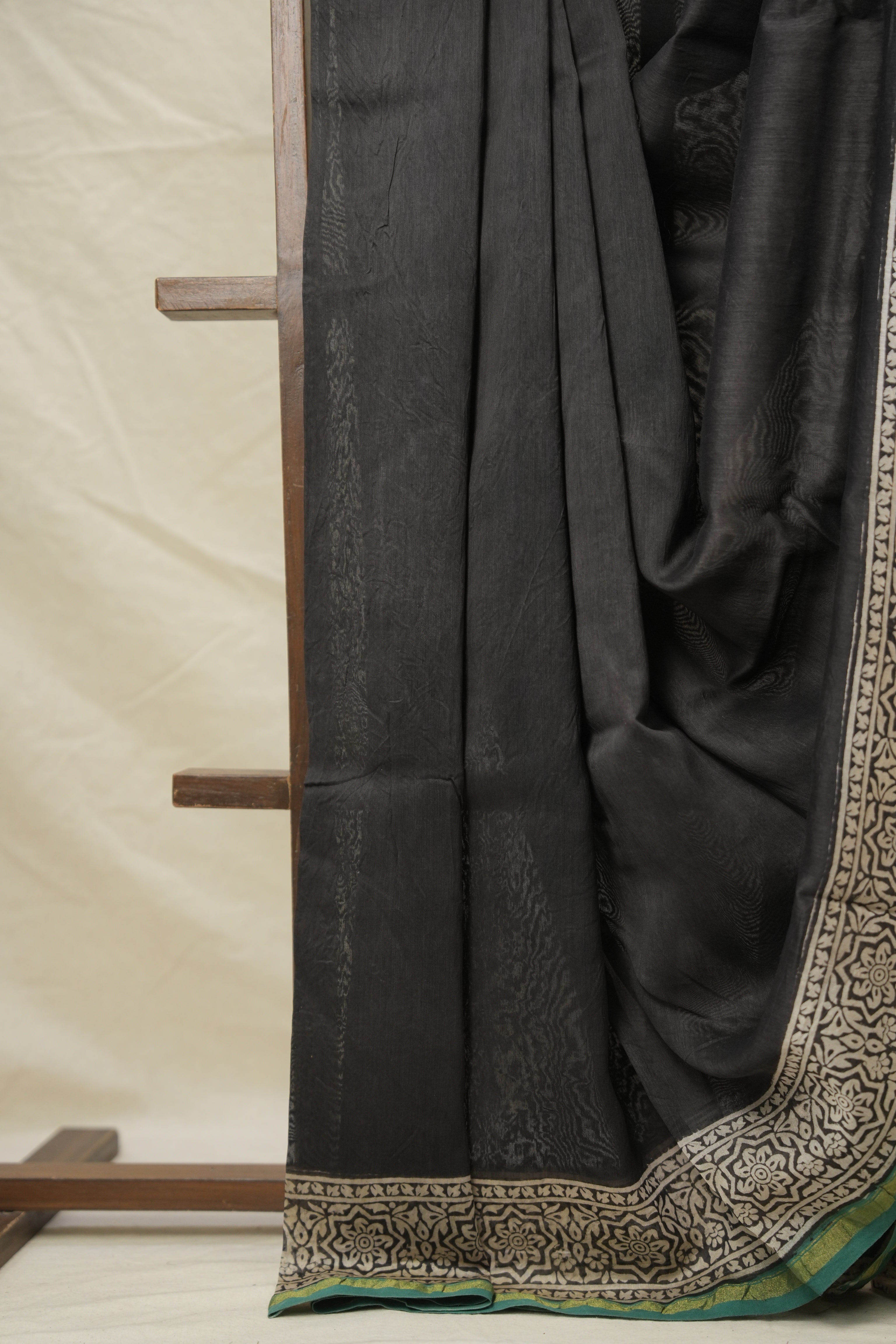 Black Green HBP Cotton Silk Saree With Chanderi Border - SRBGCSS1391