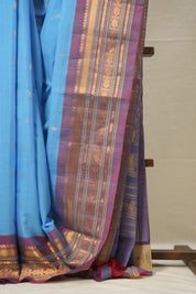 Blue Gadwal Cotton Silk Saree - SRBGCSS146