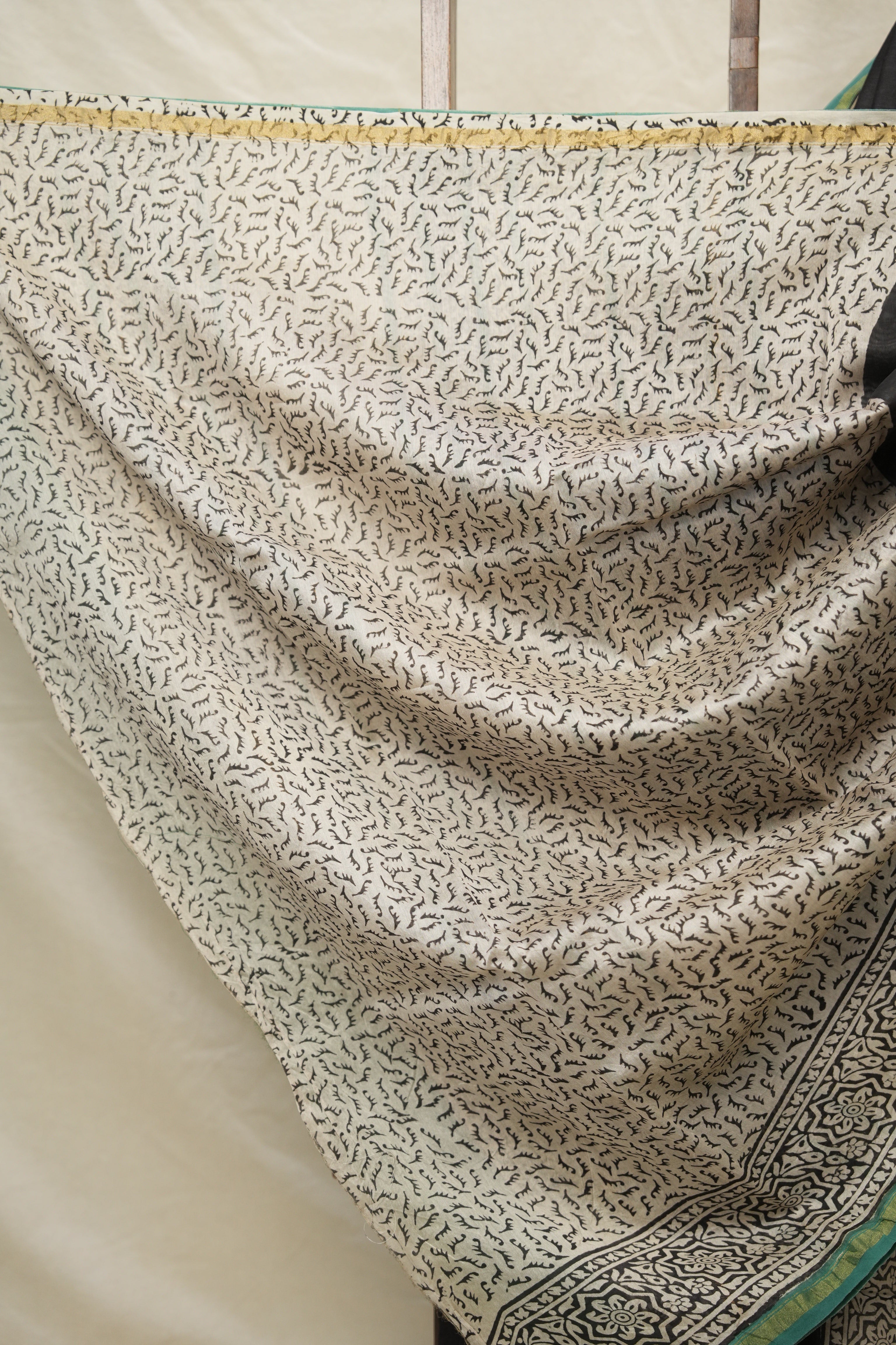 Black Green HBP Cotton Silk Saree With Chanderi Border - SRBGCSS1391