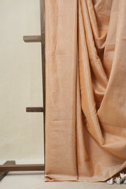Peach Tissue Linen Saree With Tassels - SRPTLS272