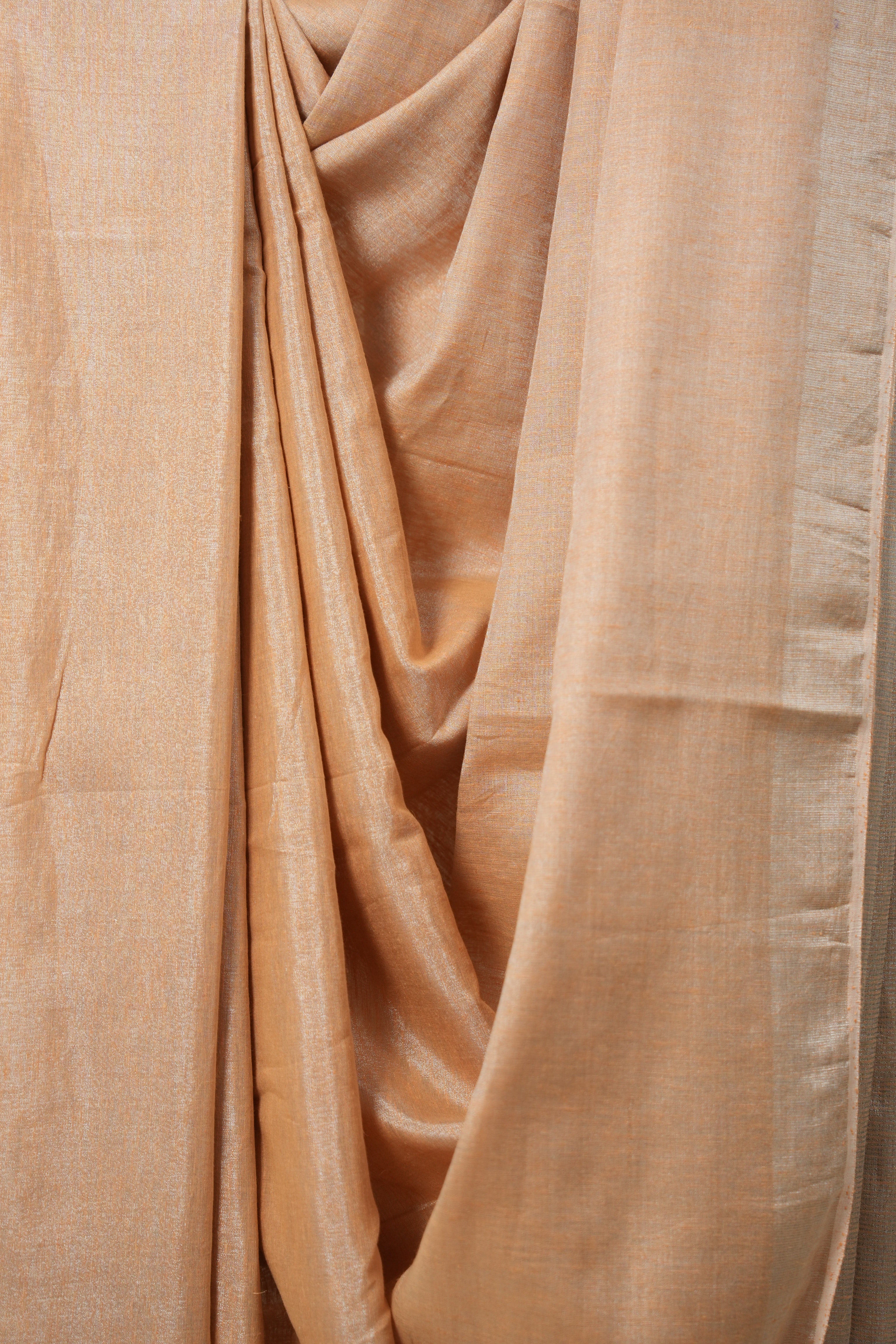 Peach Tissue Linen Saree With Tassels - SRPTLS272