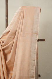 Peach Tissue Linen Saree With Tassels - SRPTLS272