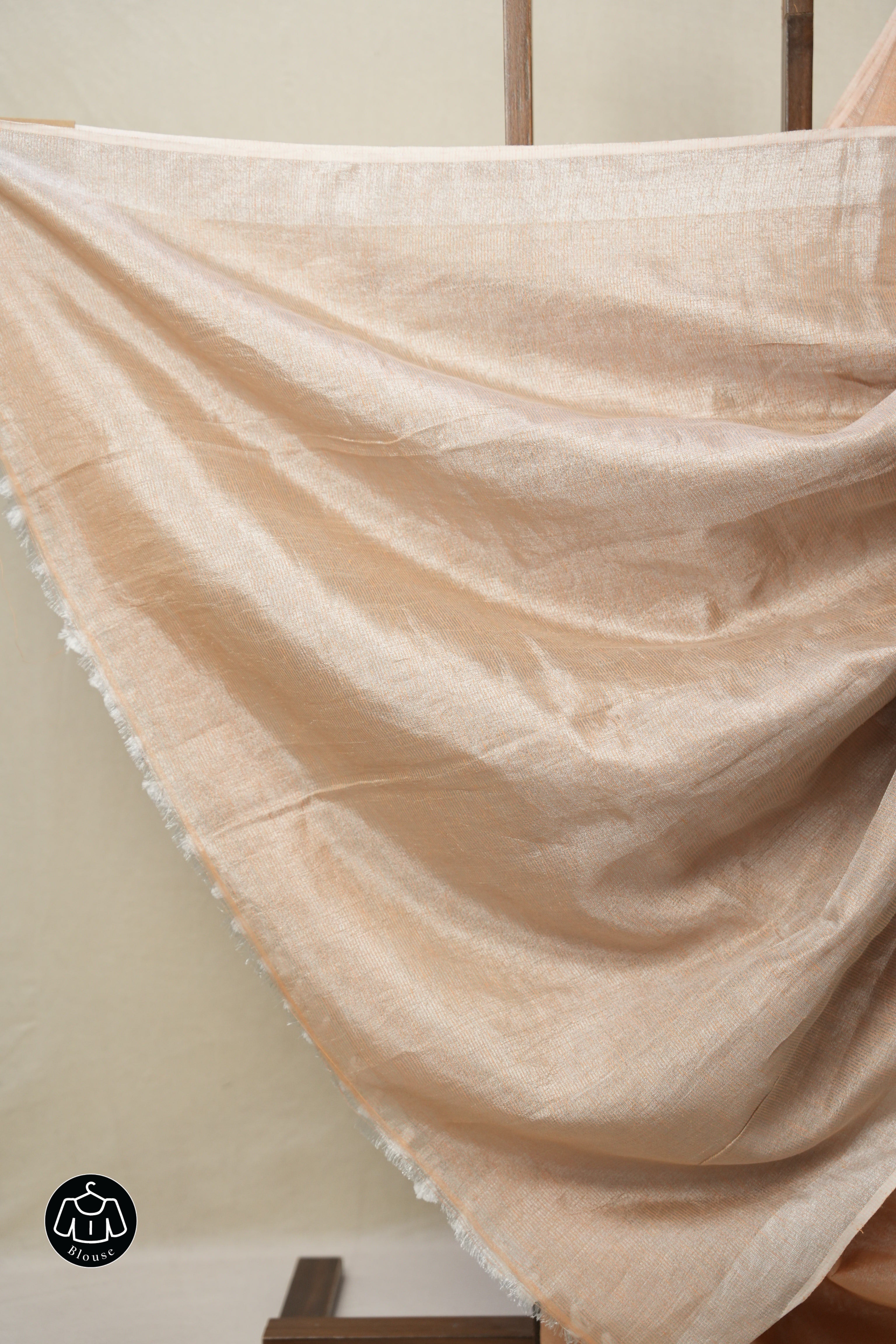 Peach Tissue Linen Saree With Tassels - SRPTLS272