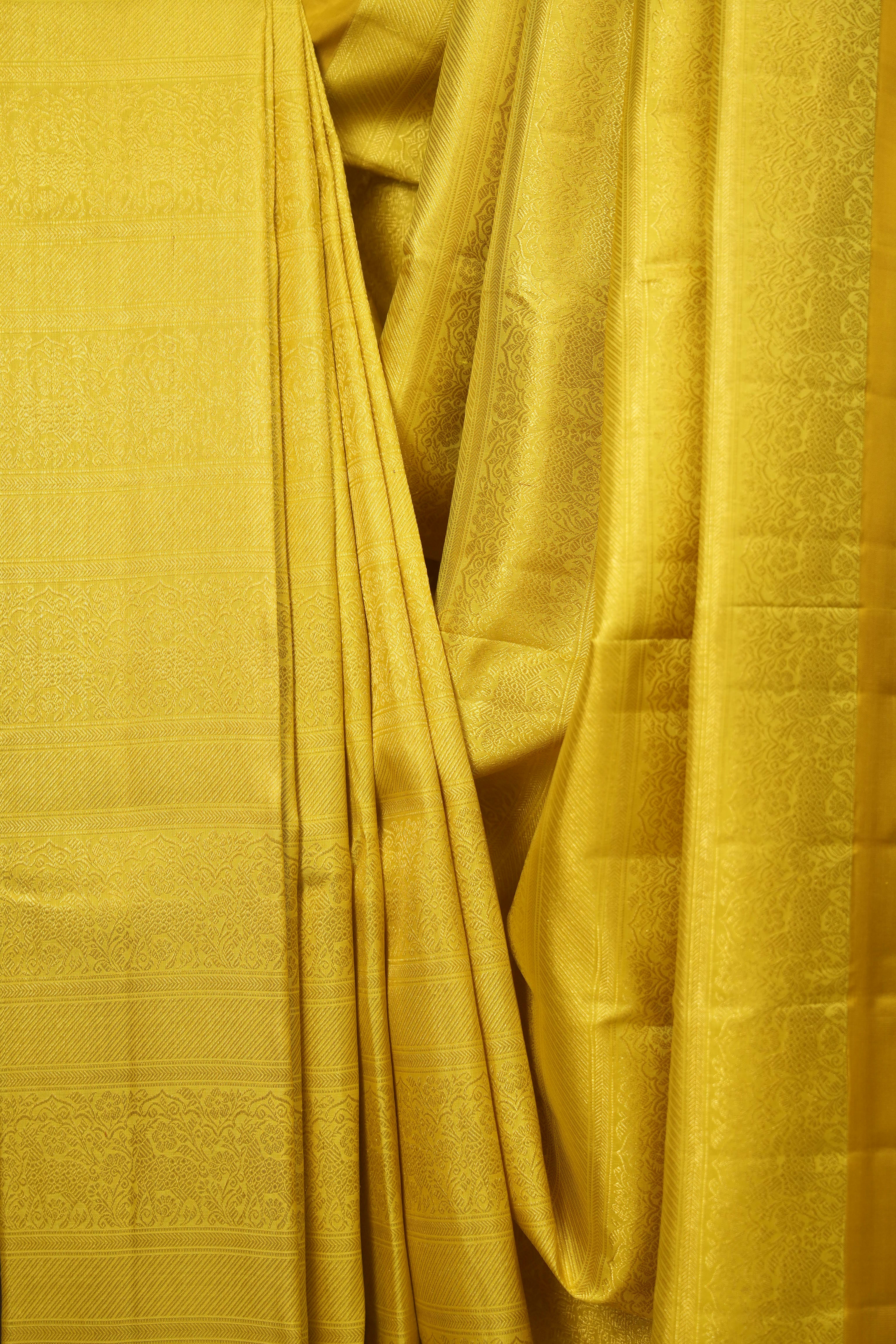 Golden Yellow Kanjivaram Silk Saree - SRGYKSS1066