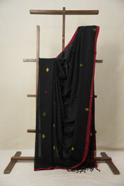 Black Mul Bengal Cotton Jamdani Saree - SRBMBCJS188